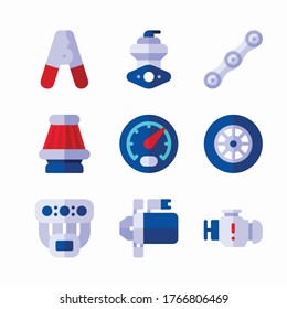 Simple Set Car Engine Vector Color Icons. Color with Editable stroke
