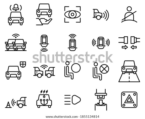 Simple set\
of Car safety icons on white\
background.