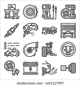 Simple Set of Car Service Related Vector Line Icons
