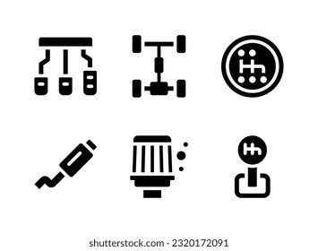 Simple Set of Car Service Related Vector Solid Icons. Contains Icons as Car Pedals, Chassis, Gear Transmission and more.