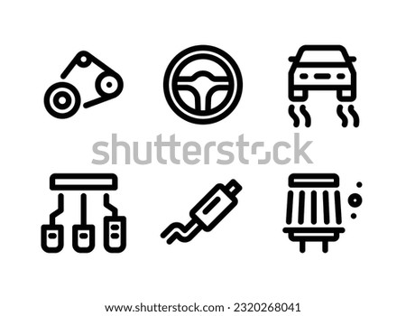 Simple Set of Car Service Related Vector Line Icons. Contains Icons as Timing Belt, Steering Wheel, Traction Control and more.