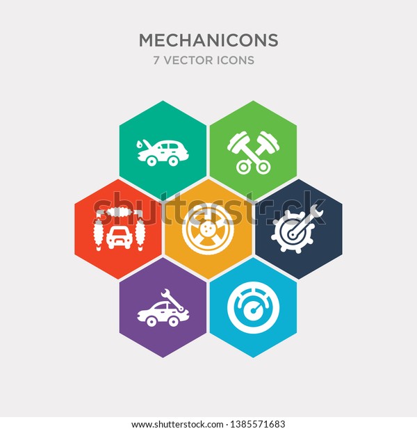 simple set of car speedometer, car with wrench,\
repair mechanism, car wheel icons, contains such as icons wash\
machine, pistons cross, change oil and more. 64x64 pixel perfect.\
infographics vector