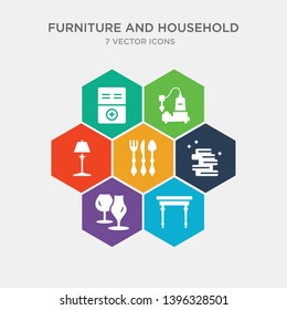 Simple Set Of Card Table, Glassware, Linens, Silverware Icons, Contains Such As Icons Lamps, Sump Pump, Heating Unit And More. 64x64 Pixel Perfect. Infographics Vector