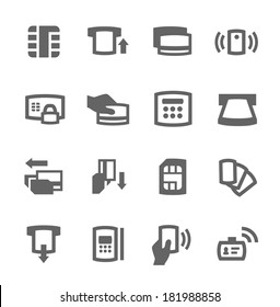 Conjunto simple de iconos vectoriales relacionados con las tarjetas para el diseño