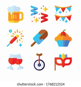 Simple Set Carnival Vector Color Icons. Color with Editable stroke
