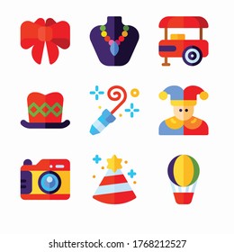 Simple Set Carnival Vector Color Icons. Color with Editable stroke
