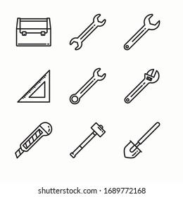 Iconos de línea vectorial de herramientas de carpintería simple