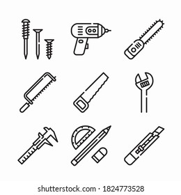 Simple Set Carpentry Vector line Icons