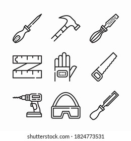 Simple Set Carpentry Vector line Icons