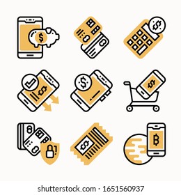 simple set Cashless Color icons Pack vector