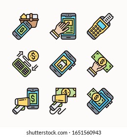 simple set Cashless Color icons Pack vector