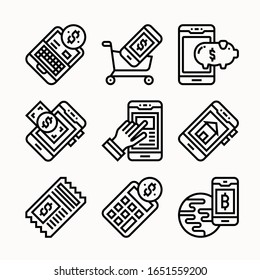 simple set Cashless Line icons Pack vector