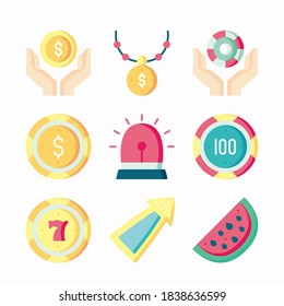 Simple Set Casino Vector Color Icons. Color with Editable stroke