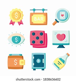 Simple Set Casino Vector Color Icons. Color with Editable stroke