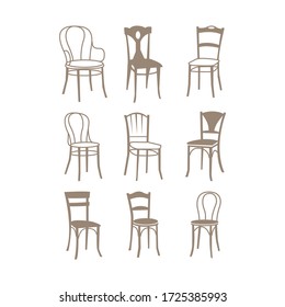 Simple Set Of Chair Collection, Silhouette Cafe Chairs.eps 10