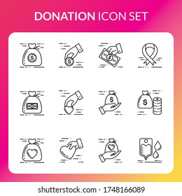 Simple Set of Charity and donation icons set