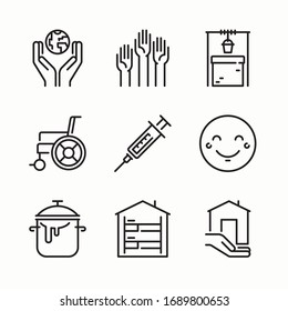 Simple Set Charity Vector line Icons