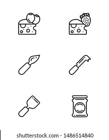 Simple Set of cheese Related Vector Line Icons.  Contains such Icons as cheese knife, and more.