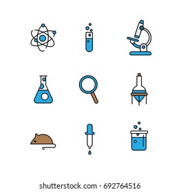 Simple Set of Chemical Related Vector Line Icons. Set of vector isolated line filled icons. Pixel Perfect. For web design and presentations, site 