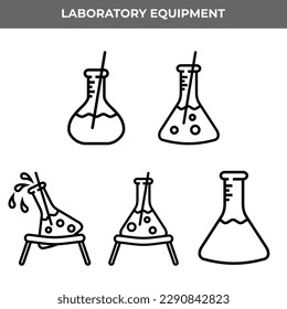 Einfache Menge an chemischen Tube Vektorgrafik-Symbole. Grafische Symbole, die verschiedene Arten von Labortests und -flaschen darstellen, die in Chemieversuchen verwendet werden.
