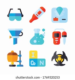 Einfache Set-Chemie-Vektorfarbsymbole