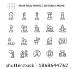Simple Set of Chess Related Vector Line Icons. Contains such Icons as Queen, Strategy, Checkmate and more. Editable Stroke. 48x48 Pixel Perfect.