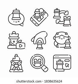 Simple Set Chess Vector line Icons