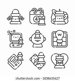 Simple Set Chess Vector line Icons