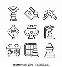 Simple Set Chess Vector line Icons
