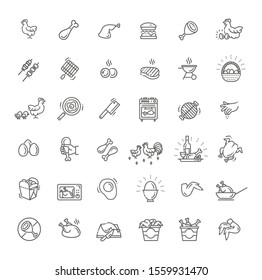 Simple Set of Chicken Meat Related Vector Line Icons