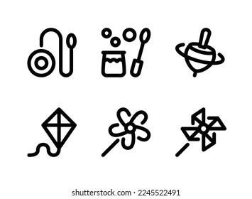 Einfache Set von Kinderspielzeug verwandte Vektorgrafik-Symbole. Enthält Symbole wie Yo Yo, Blasen Blasen, Spinning und mehr.