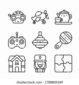 Simple Set Children Toys Vector line Icons. Line with Editable stroke
