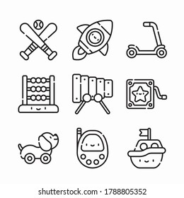 Simple Set Children Toys Vector line Icons. Line with Editable stroke
