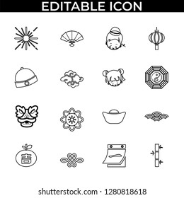 Simple Set of Chinese Happy New Year Vector Fill and Line Style Icons