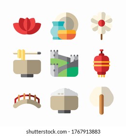 Simple Set Chinese Vector Color Icons. Color with Editable stroke