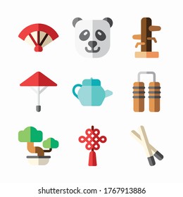 Simple Set Chinese Vector Color Icons. Color with Editable stroke