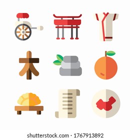 Simple Set Chinese Vector Color Icons. Color with Editable stroke