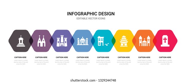 simple set of christian cemetery, chuch, pagoda, school icons, contains such as icons gurdwara, castle, church, buddist cemetery and more. 64x64 pixel perfect. editable vector set