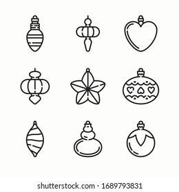 Simple Set Christmas Ball Craft Vector line Icons