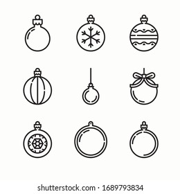 Simple Set Christmas Ball Craft Vector line Icons
