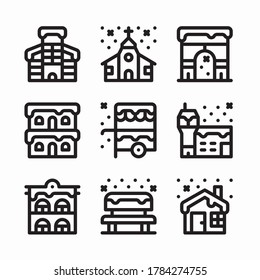 Simple Set Christmas City Vector línea Iconos