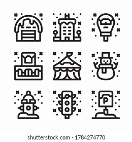 Simple Set Christmas City Vector línea Iconos
