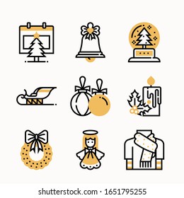 simple set Christmas Color icons Pack vector