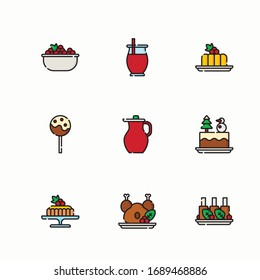 Simple Set Christmas Food Vector Color Icons