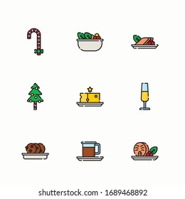 Simple Set Christmas Food Vector Color Icons