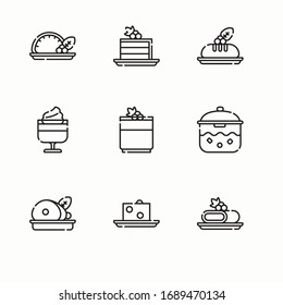 Simple Set Christmas Food Vector line Icons