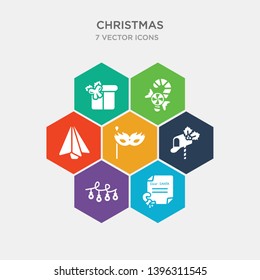 simple set of christmas letter, christmas lights, christmas mail box, mask icons, contains such as icons origami, peppermint, present and more. 64x64 pixel perfect. infographics vector