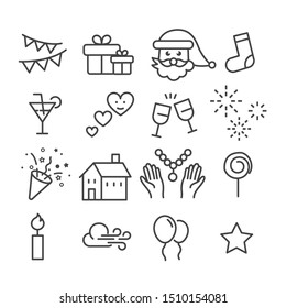 Simple set of Christmas minimal icon isolated. Modern outline on white background