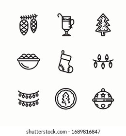 Simple Set Christmas Ornament Vector line Icons