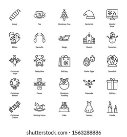 Simple Set of Christmas Related Vector  line icons. easy to edit